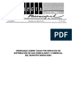 Reforma Total Ordenanza Sobre Tasas Por Servicios de Distribucion de Gas Domiciliario y Comercial Aprobada en Segunda Discusion