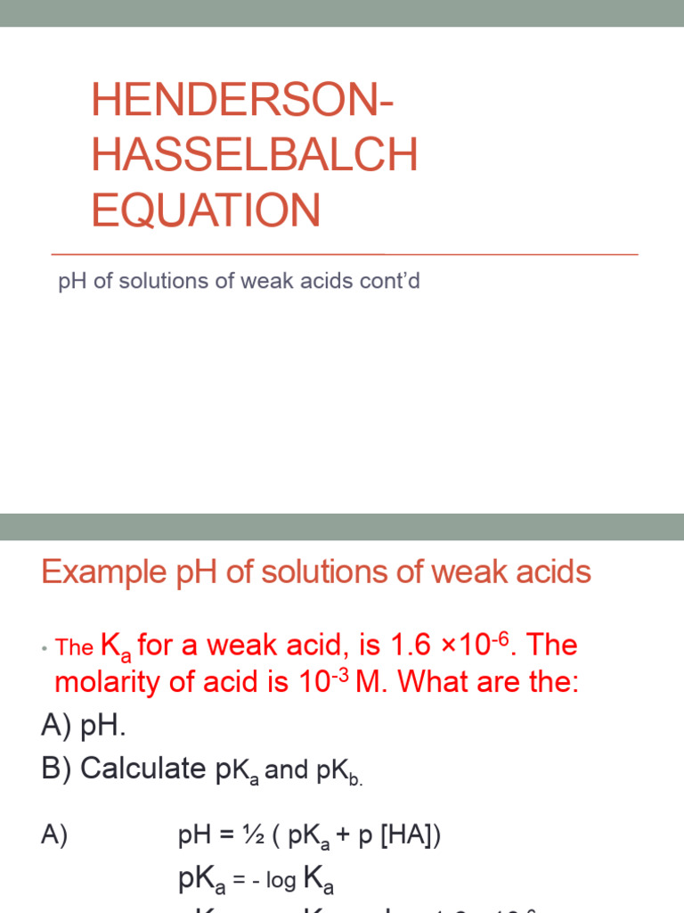 Understanding the Henderson-Hasselbalch Equation | PDF | Acid ...