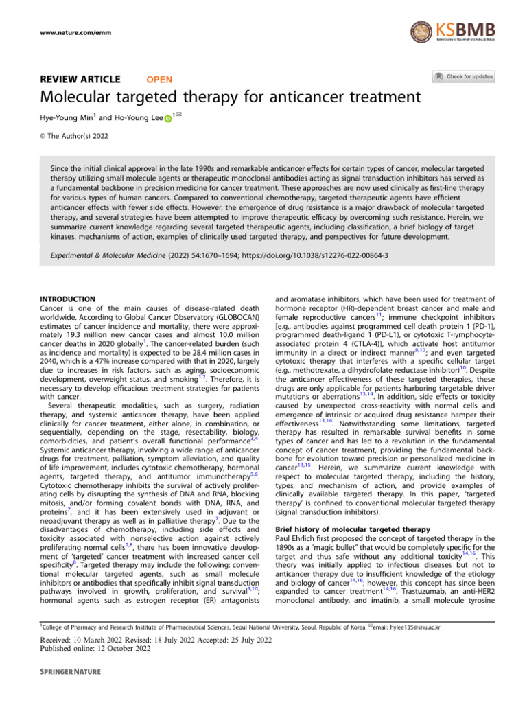 Molecular Targeted Therapy For Anticancer Treatment | Download Free PDF ...