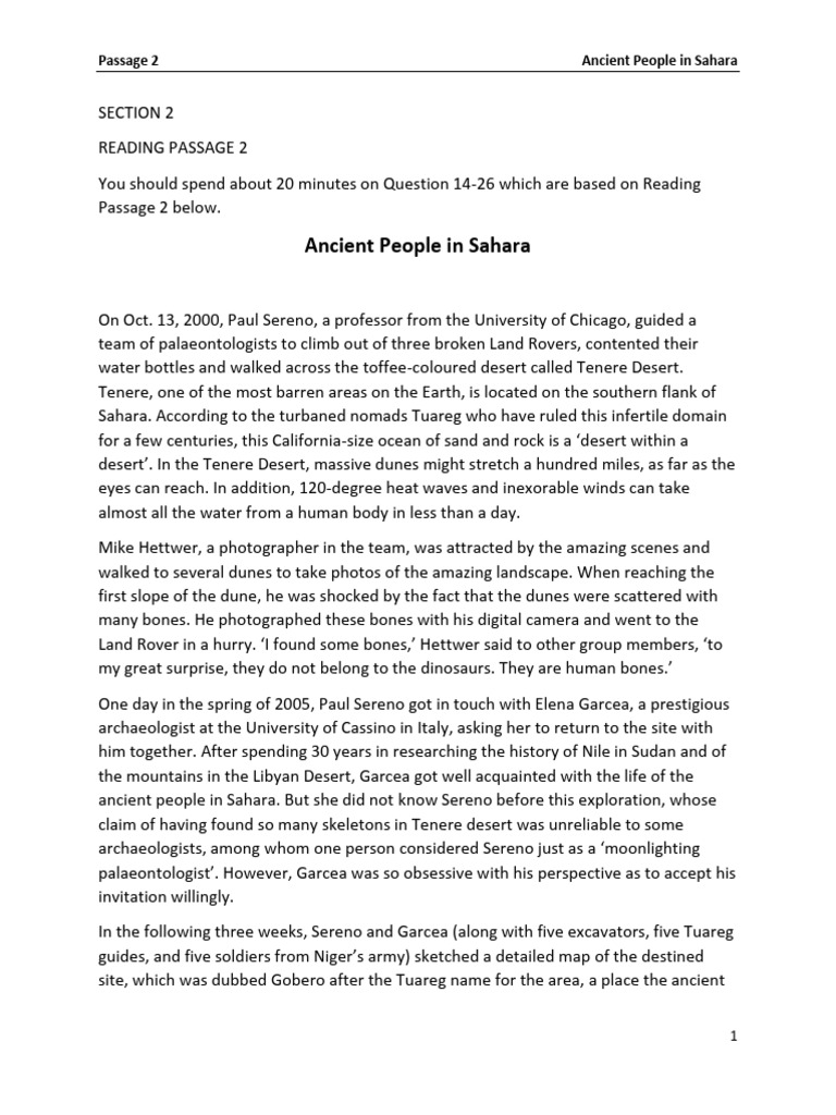 100 passage 2 ancient people in sahara q15 27 pdf sahara desert