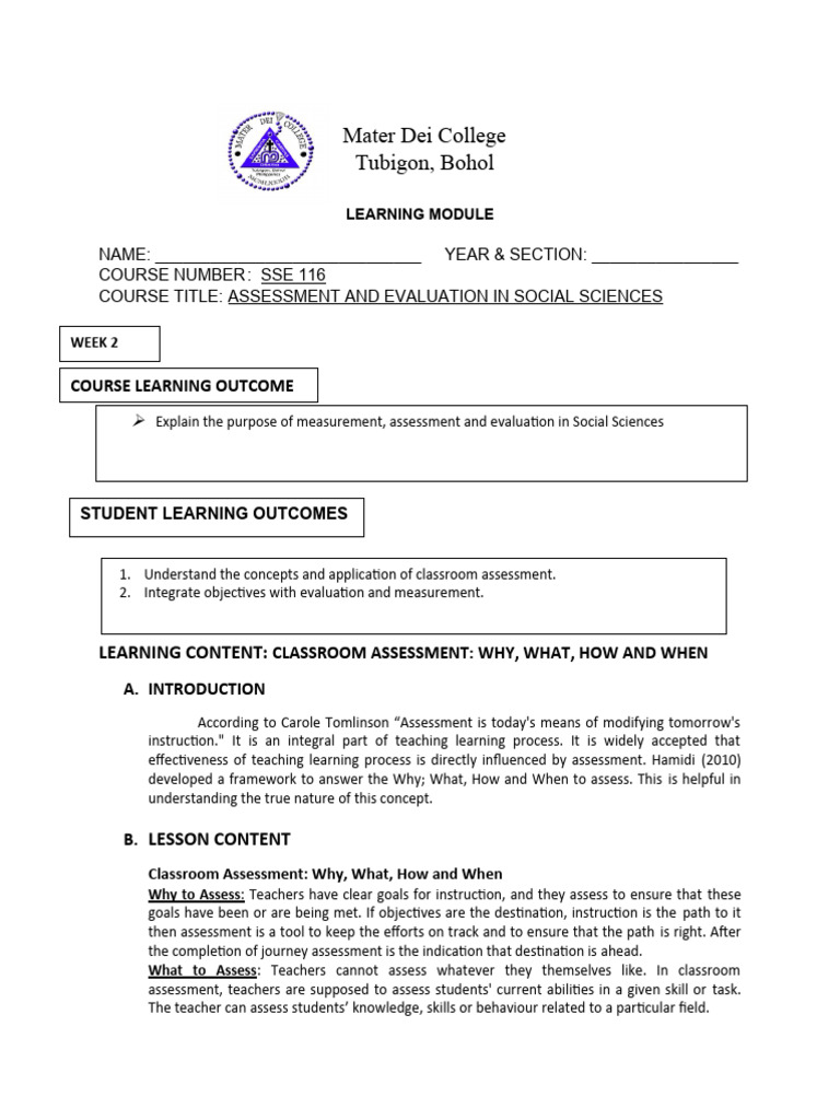 Week 2 Aess | PDF | Educational Assessment | Teachers