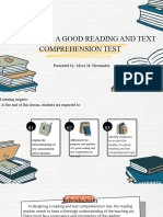 Qualities of A Good Reading and Text Comprehension Test