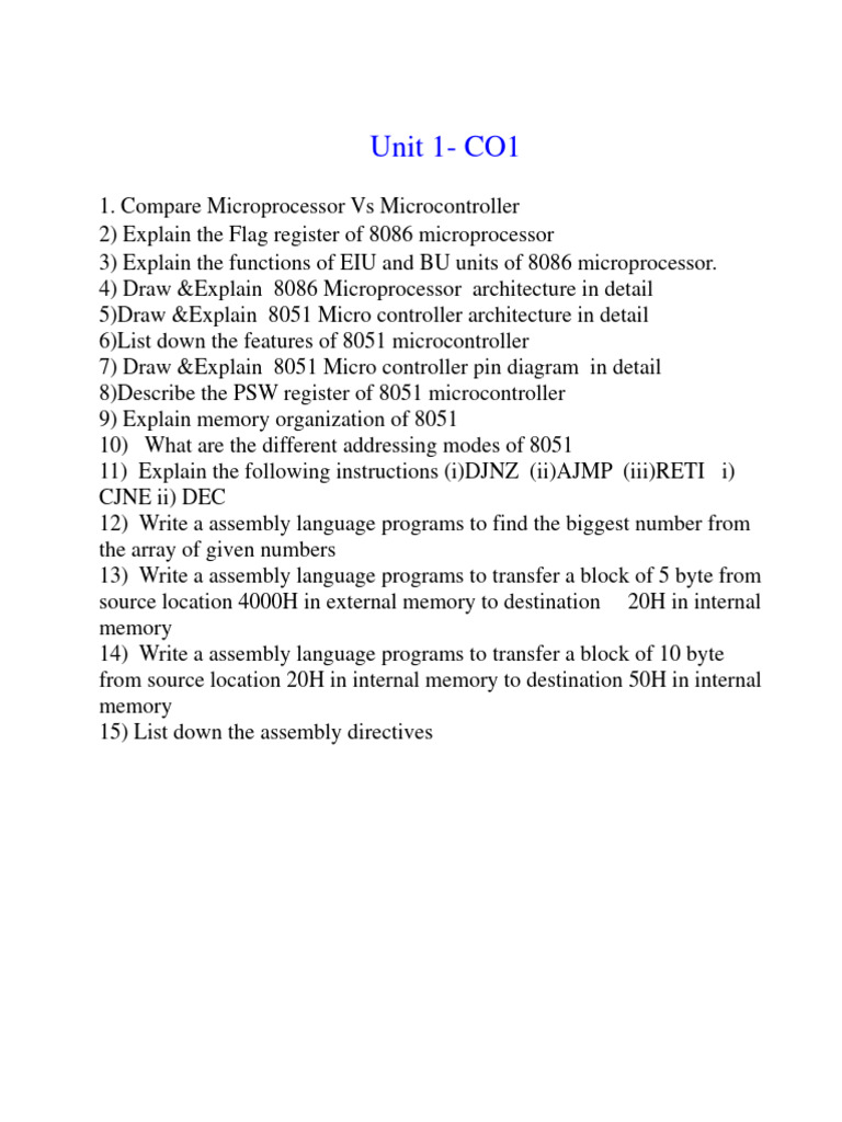 Q BANK - Microcontrollers | PDF | Microcontroller | Classes Of Computers