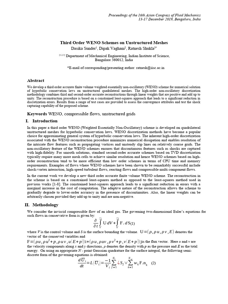 Third Order WENO Scheme for Fluid Mechanics | PDF | Applied Mathematics ...