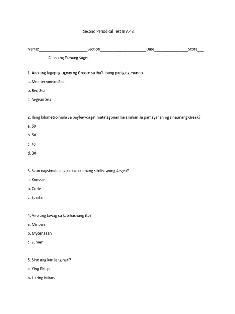 Ap 8 2ND Periodical Test | PDF