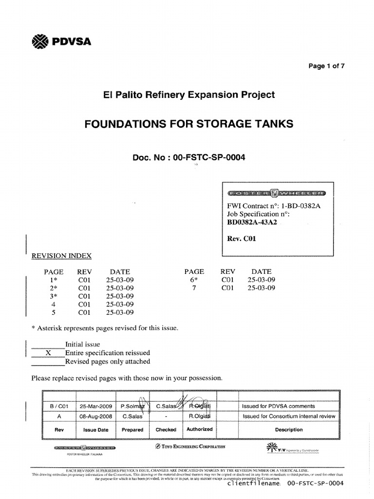 El Palito Refinery Tank Foundation Specs | PDF | Concrete | Sand