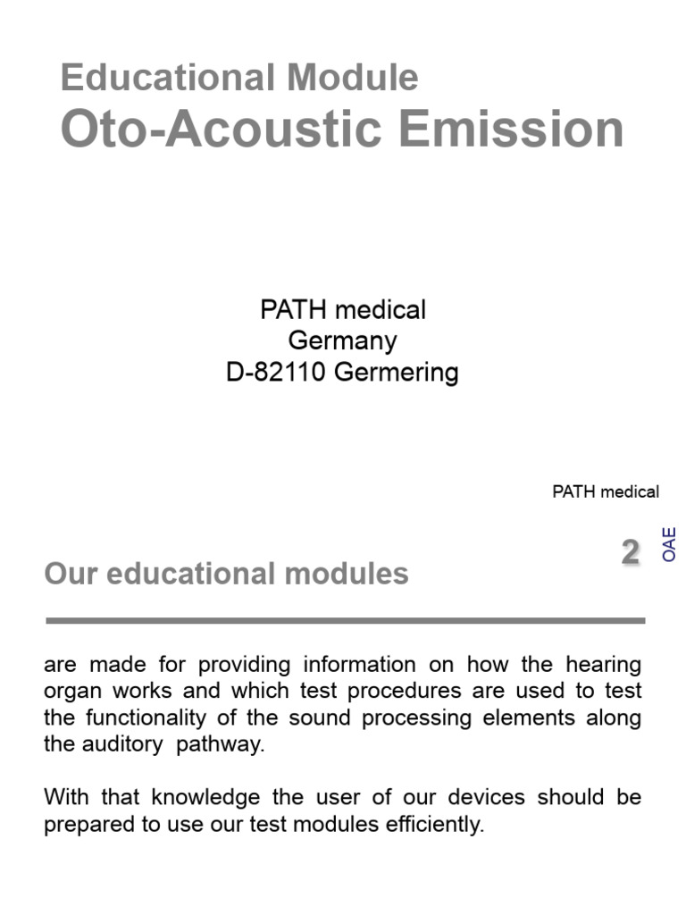 OAE_Module_pathmedical | PDF | Hearing | Senses
