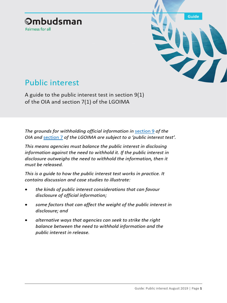 The Public Interest Test
