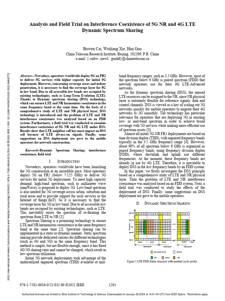 5G NR and 4G LTE Interference Analysis | PDF | 4 G | Lte ...