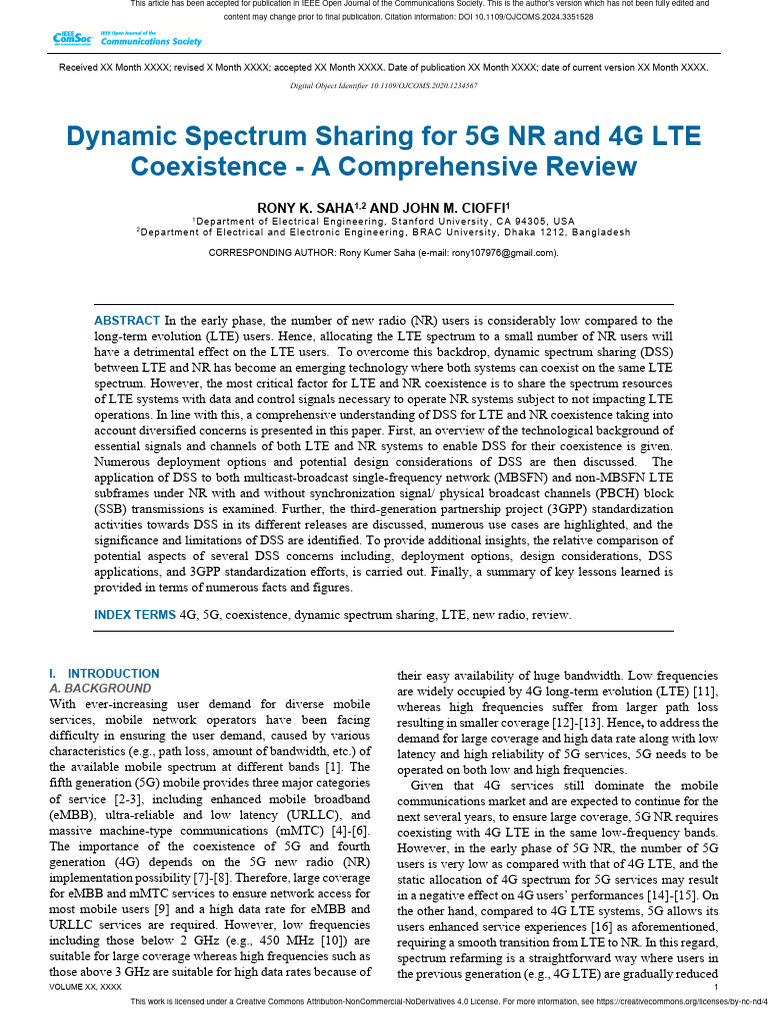 Dynamic Spectrum Sharing For 5G NR and 4G LTE Coex | PDF | 4 G | Lte ...