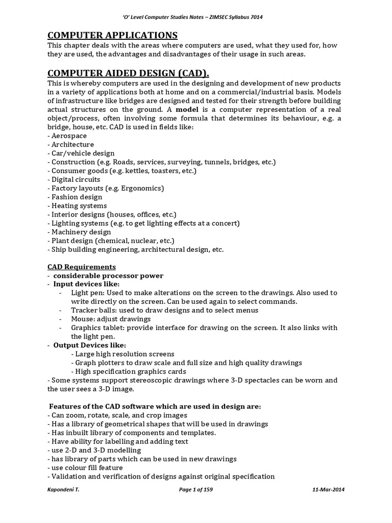 Computer_Studies_Notes_-_Tsambe_Structure_-_Copy | PDF | Simulation ...
