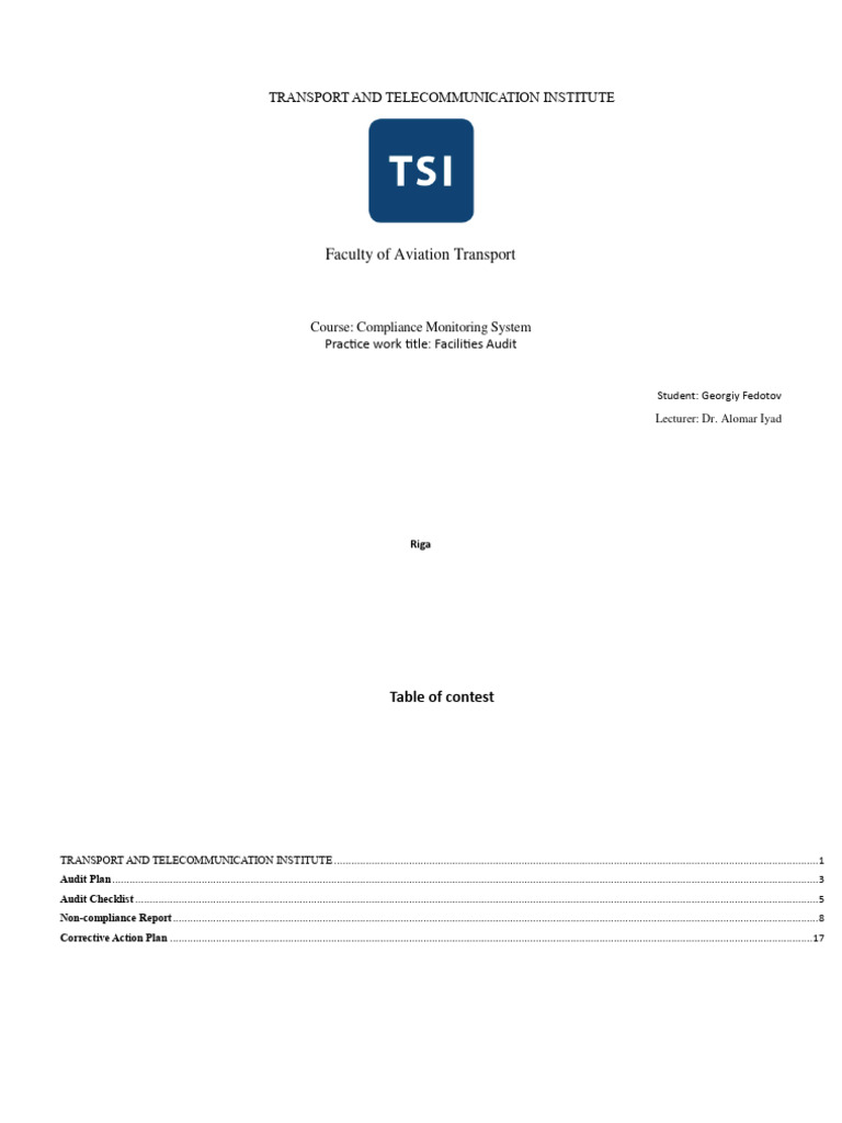 Facilities Audit Download Free Pdf Regulatory Compliance