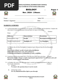 Kcse 2024 Bio Pp1 Ms - Code 01