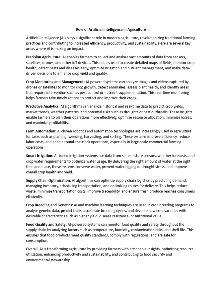 ARTIFICIAL INTELLIGENCE IN AGRICULTURE PDF PPT visual data 4