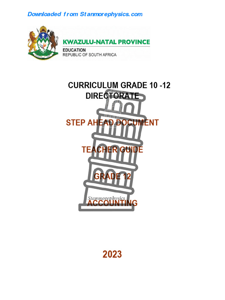 Step Ahead 2023 Accounting Grade 12 Teacher Guide PDF Book Value