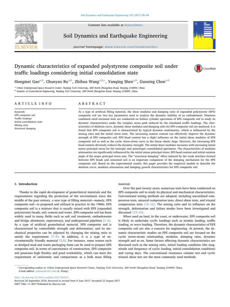 Dynamic Characteristics of Expanded Polystyrene Composite Soil Under ...