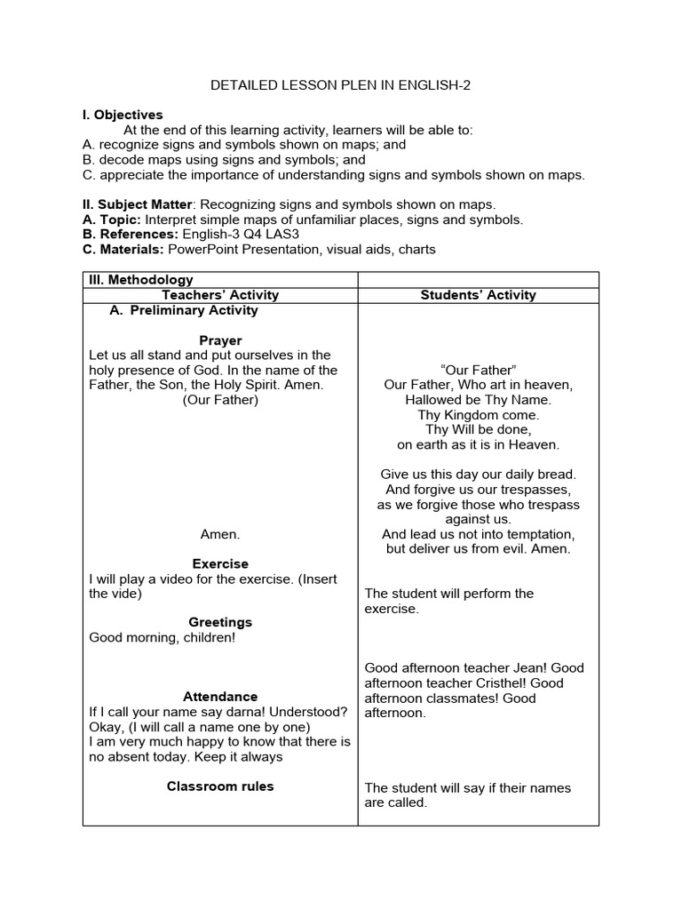 Map Interpretation Lesson Plan | PDF | Lord's Prayer
