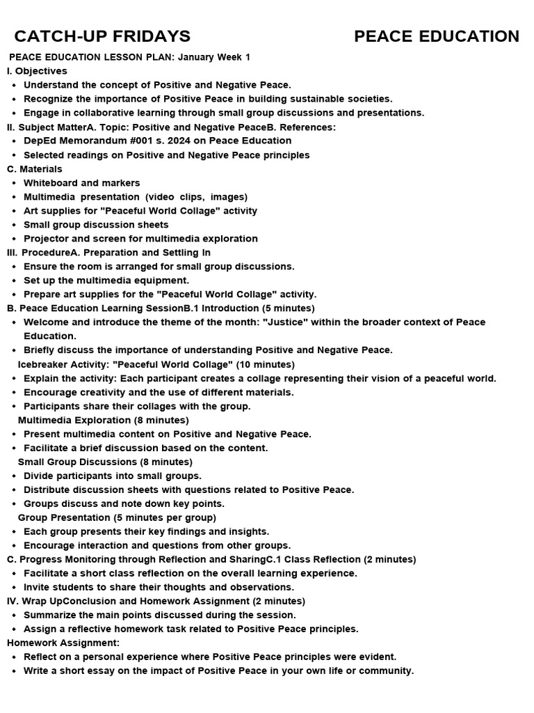 G6 Cuflp@peace Education | PDF | Lesson Plan | Multimedia