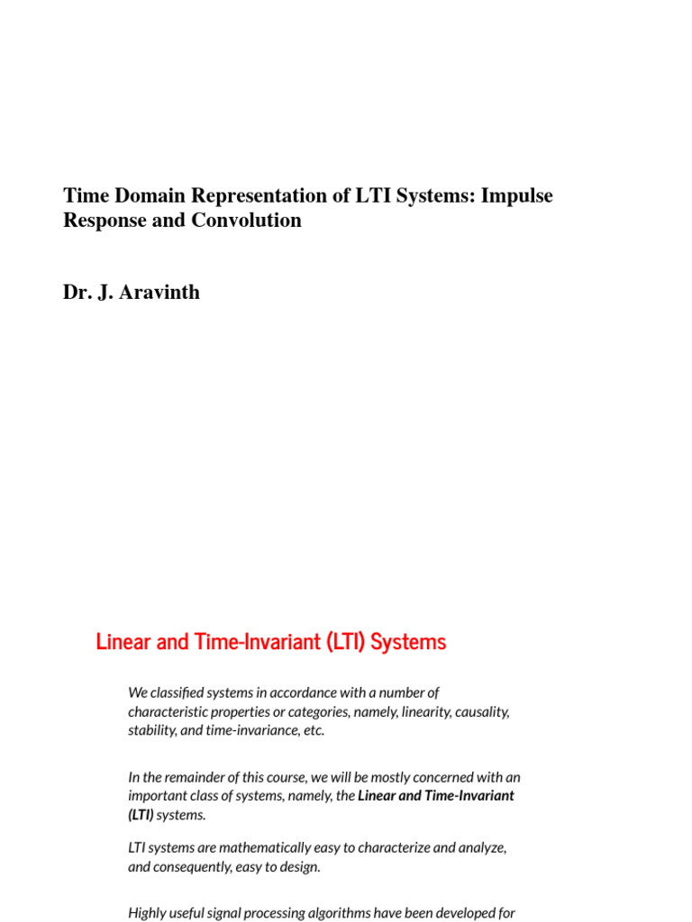 Time Domain Analysis of LTI Systems | PDF | Mathematical Analysis ...