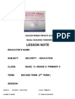 Security Edu Pry5 2ND Term Note