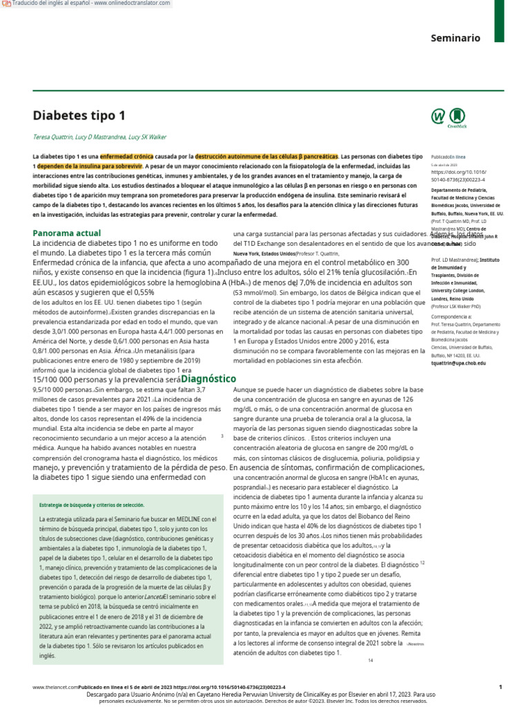 Type 1 Diabetes - En.es | PDF | Diabetes | Sistema inmune