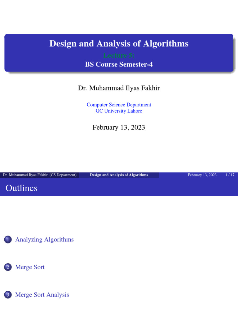 Algorithm Design: Merge Sort Analysis | PDF | Computational Science ...