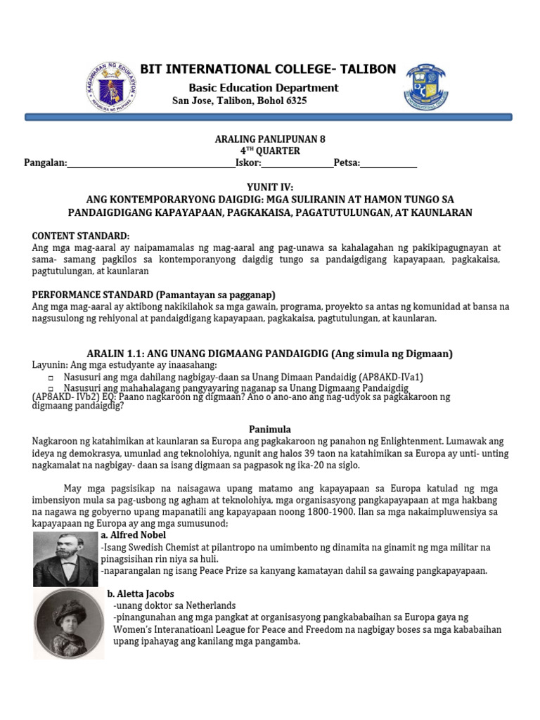 Ap 8 4th Quarter Module 1 Jeo | PDF