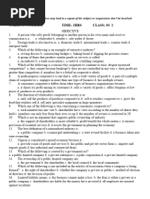 Ss 2 First Term Commerce Examination
