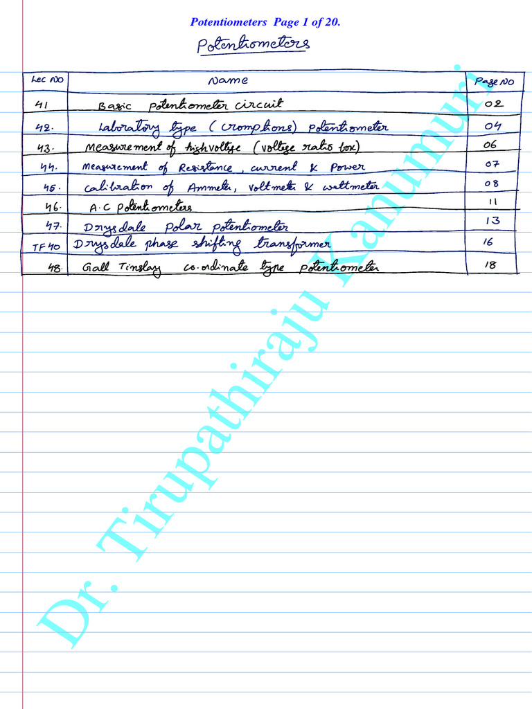 Potentiometers notes PDF