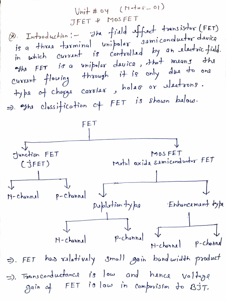 Jfet and mosfet notes PDF Solid State Engineering Electrical