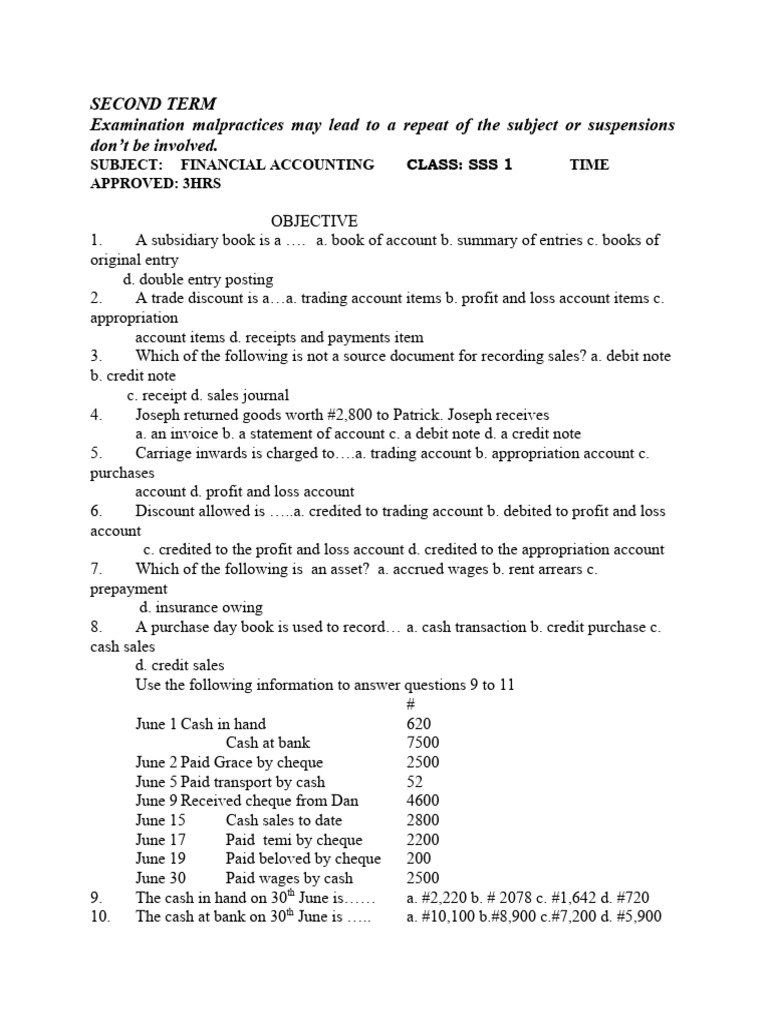 Ss 1 second term account download free pdf debits and credits cheque
