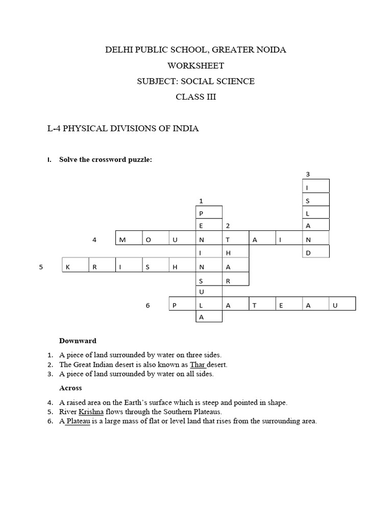 Physical Divisions of India Worksheet | PDF | Mountains | Plateau