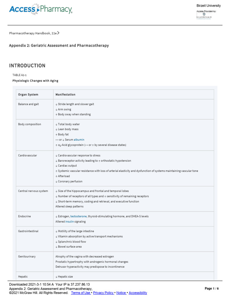 Appendix 2 - Geriatric Assessment and Pharmacotherapy | PDF ...