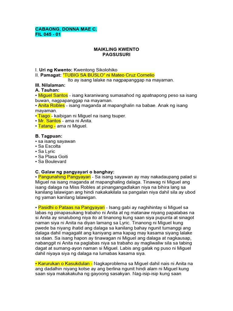 Fil O45 - Pagsusuri | PDF