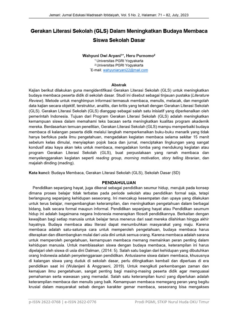 Gerakan Literasi Sekolah Gls Dalam Meningkatkan Budaya Membaca Siswa