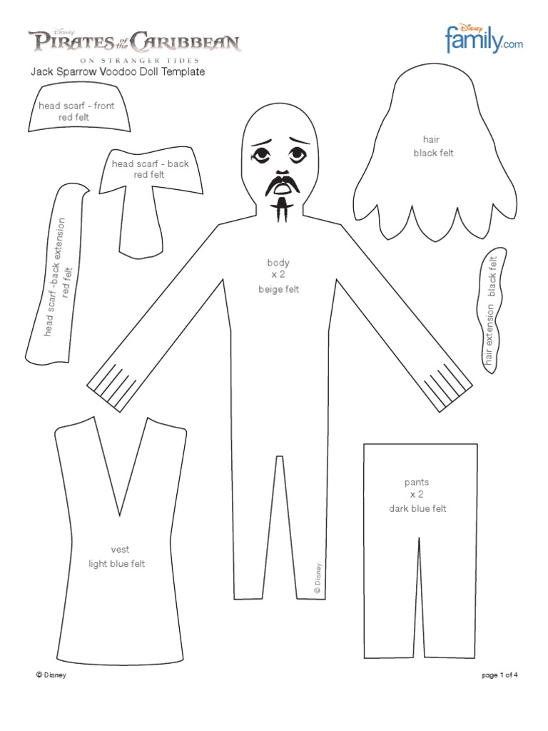 Boneco Jack Sparrow | PDF | Clothing | Softlines (Retail), image size:768x1024