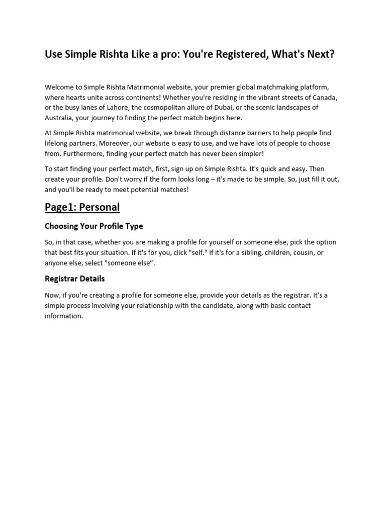 Creating Your Rishta Profile Guide | PDF | Cyberspace | Human Communication