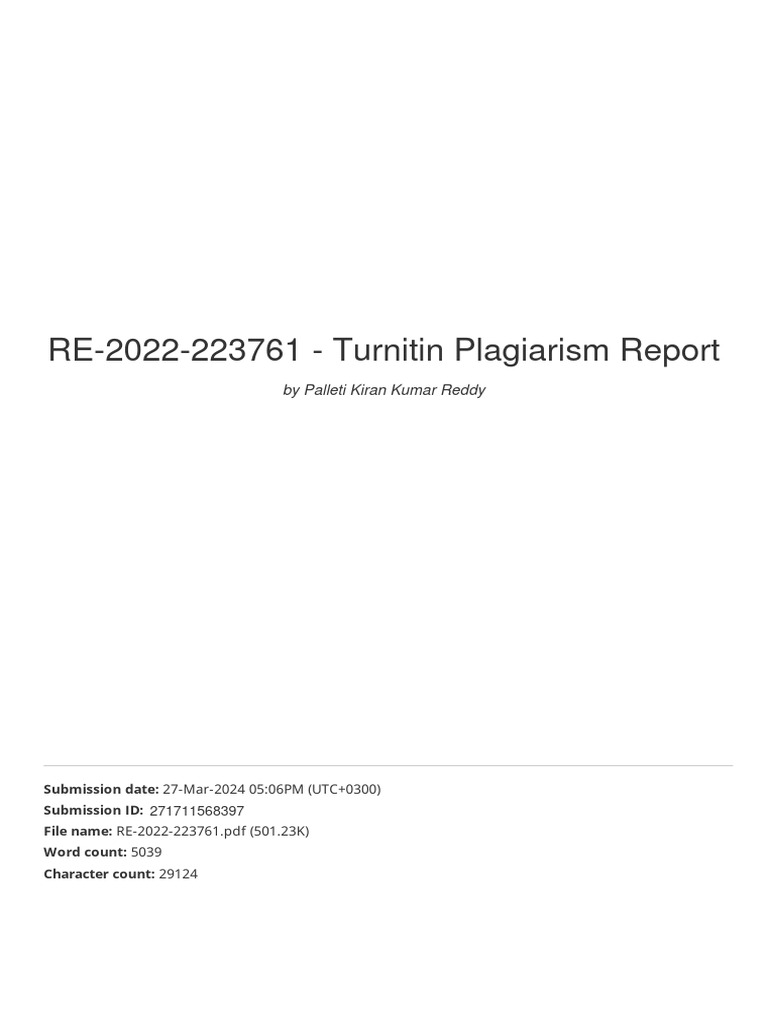 Turnitin Plagiarism Report RE-2022-223761 | PDF | Plagiarism | Computing