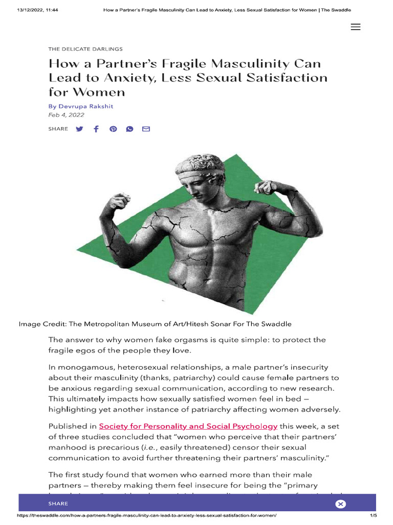 How A Partner's Fragile Masculinity Can Lead To Anxiety, Less Sexual ...