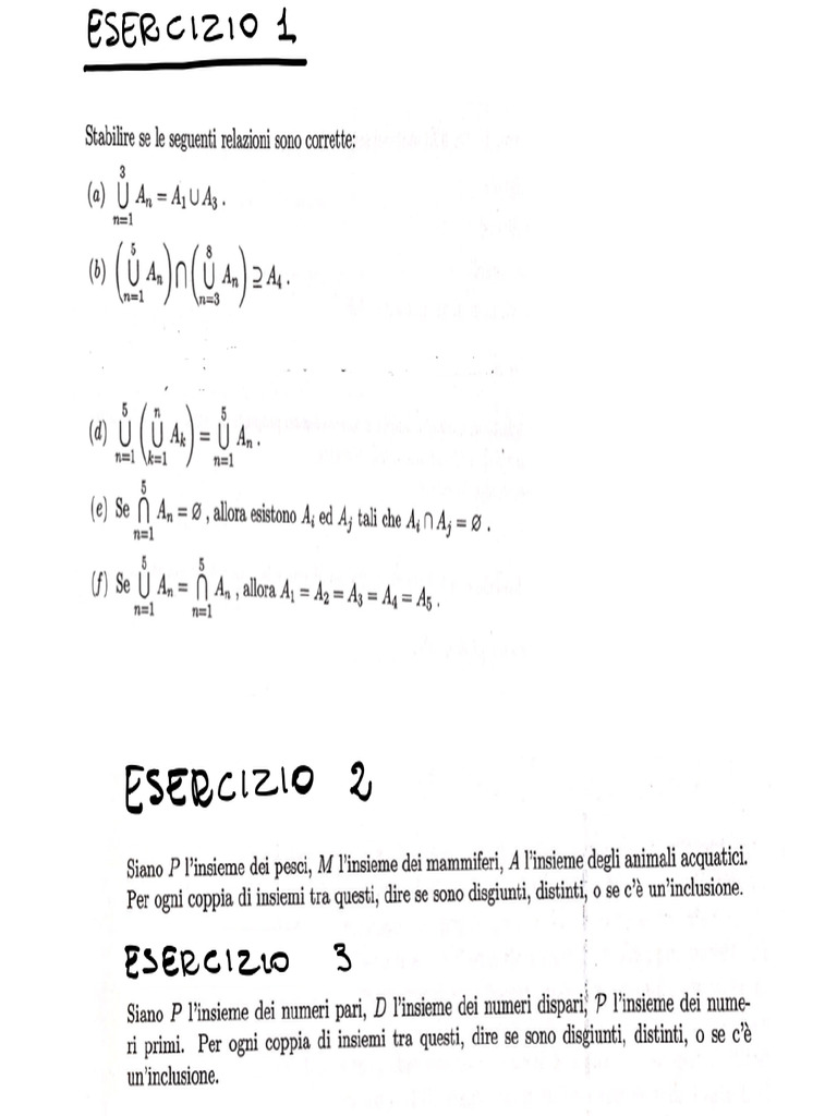 Esercizi Insiemi | PDF