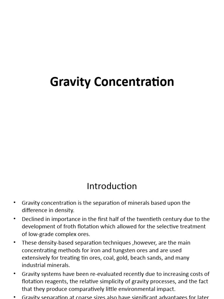 Gravity Concentration Techniques Overview | PDF
