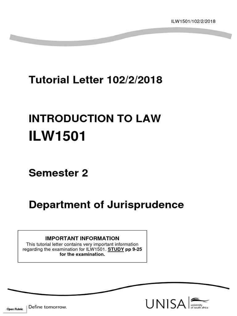 Ilw1501 2018 TL 102 2 B | PDF | Civil Union | Roman Law