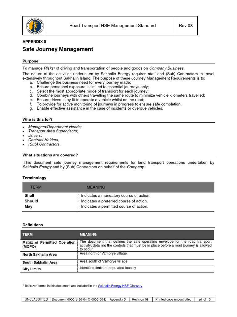 Safe Journey Management Guidelines | PDF | Road | Traffic