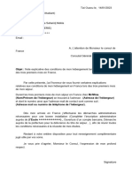 Lettre Explicative - Conditions D'hébergement Visa Etudiant France