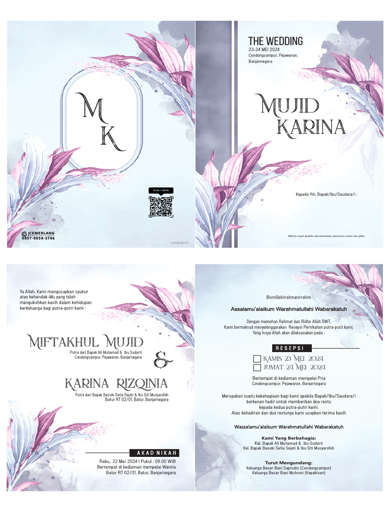 Undangan Resepsi Pernikahan Mujid | PDF