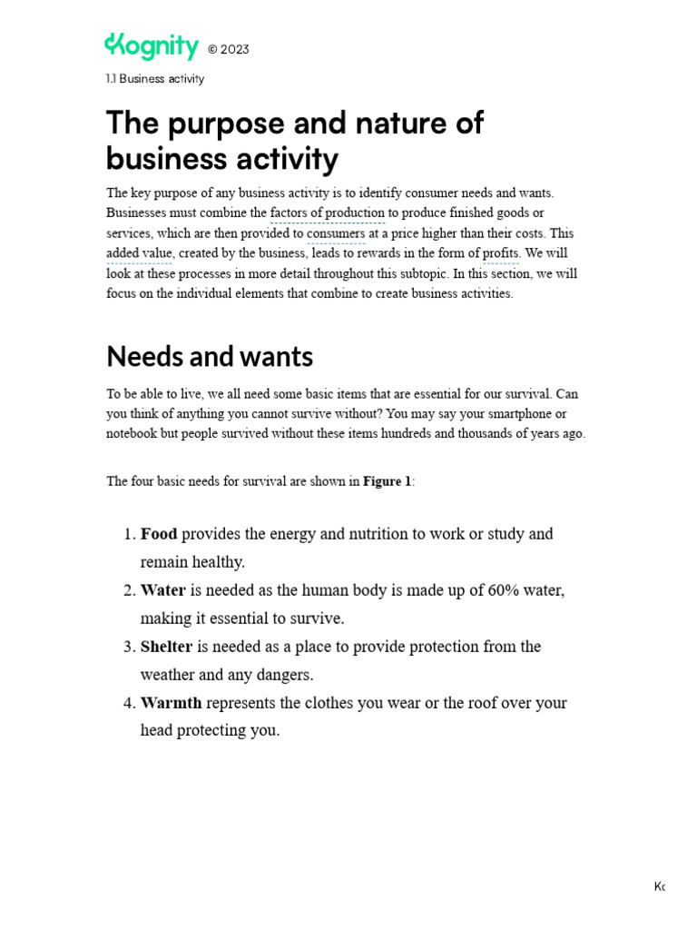 Business activity the purpose and nature of business activity pdf
