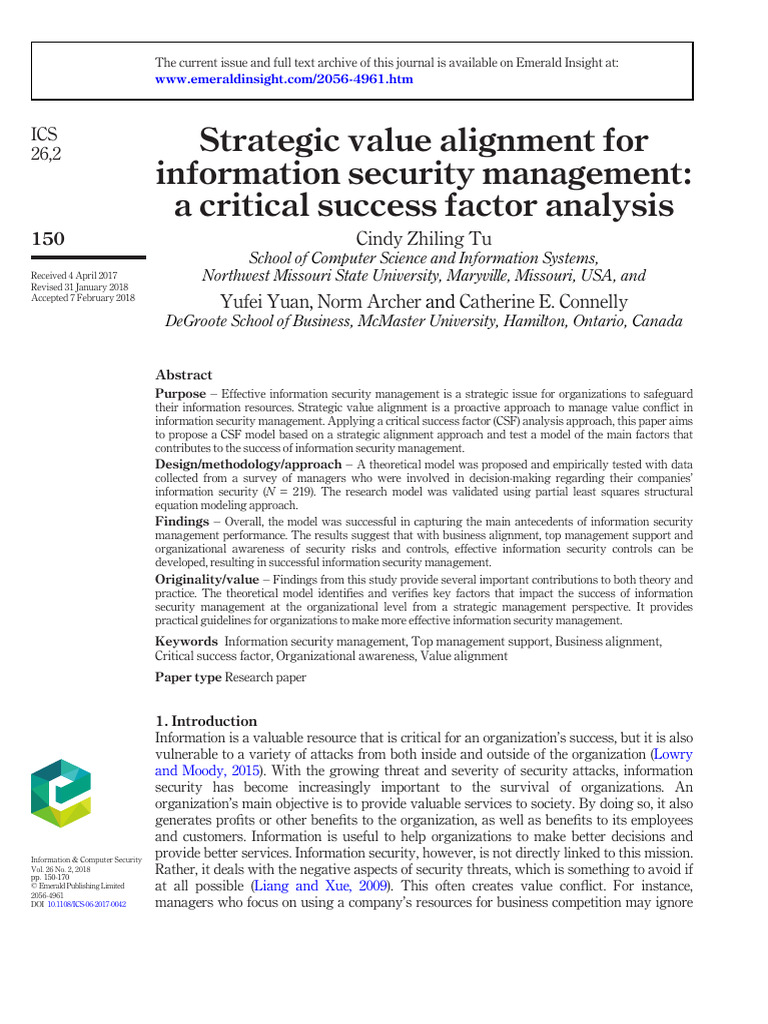 Critical Success Factors in IS Management | PDF | Information Security ...