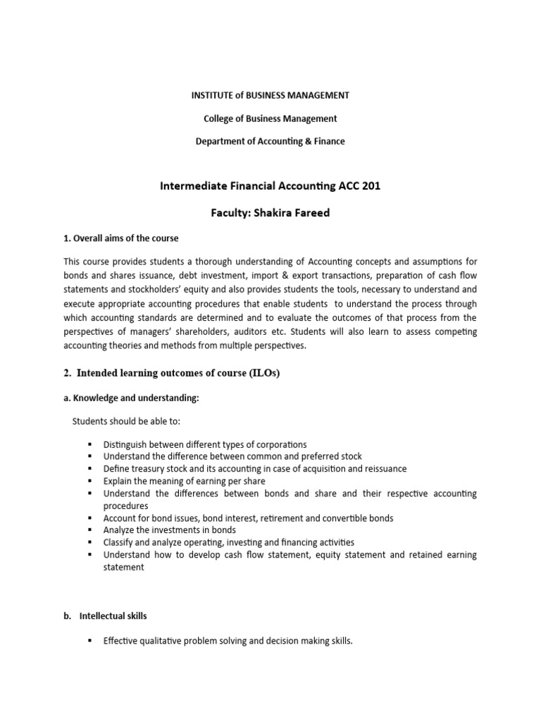 Intermediate Financial Accounting II Overview | PDF | Stocks | Investing