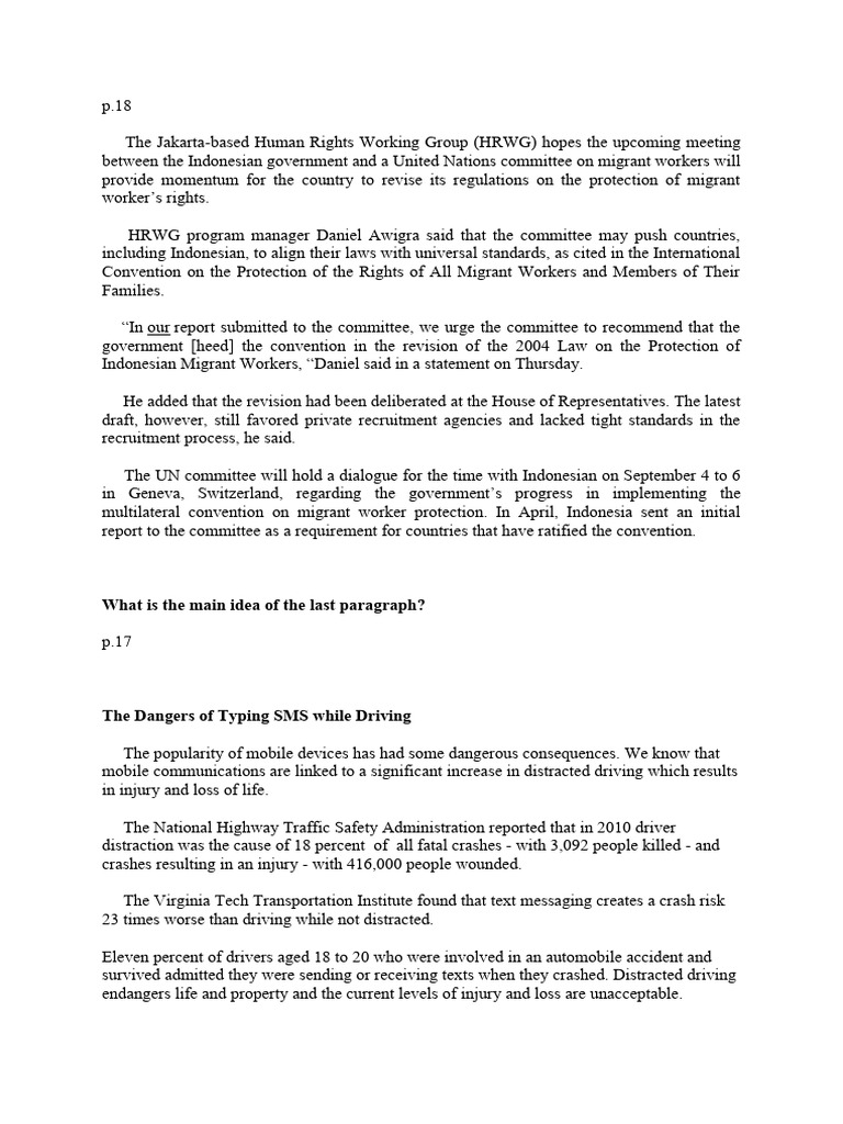 READING COMPREHENSION | PDF | Hunting | Migrant Worker