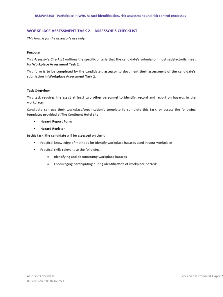 WHS Hazard Identification Assessment Guide | PDF | Occupational Safety ...